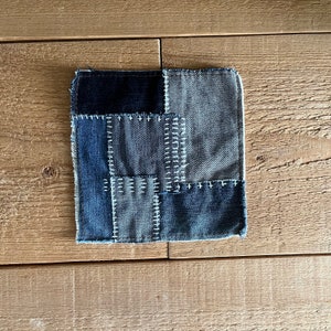 Sashiko Embroidered Patch Blue Jeans Patch Recycled Denim Applique Visible Mending Repair Slow Stitching Clothes Embellishing D