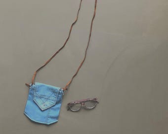 Bolso bandolera de mezclilla reciclada: Monedero para teléfono de jeans hecho a mano