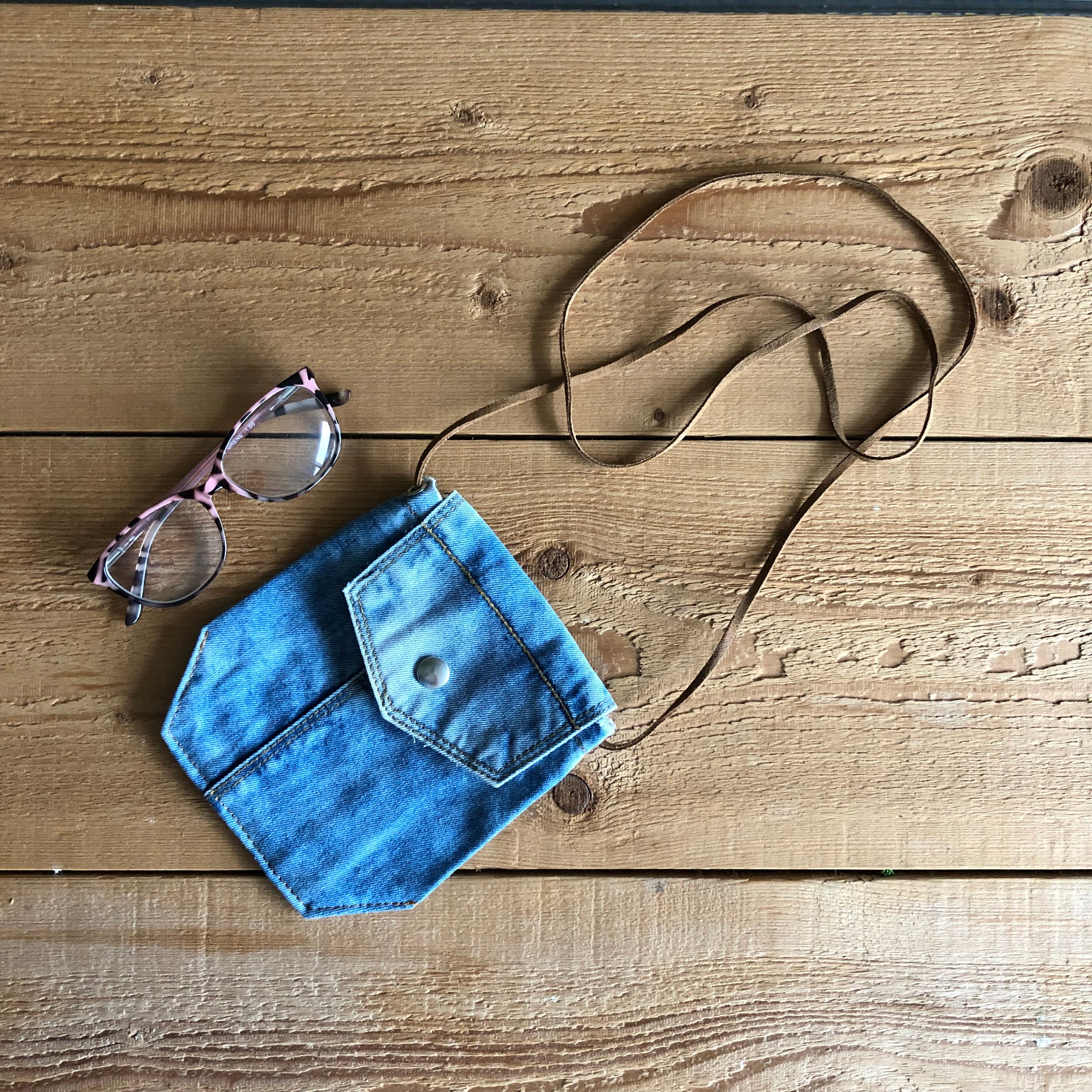 Small Denim Bag - Upcycled Blue Bag - Denim Shoulder Bag