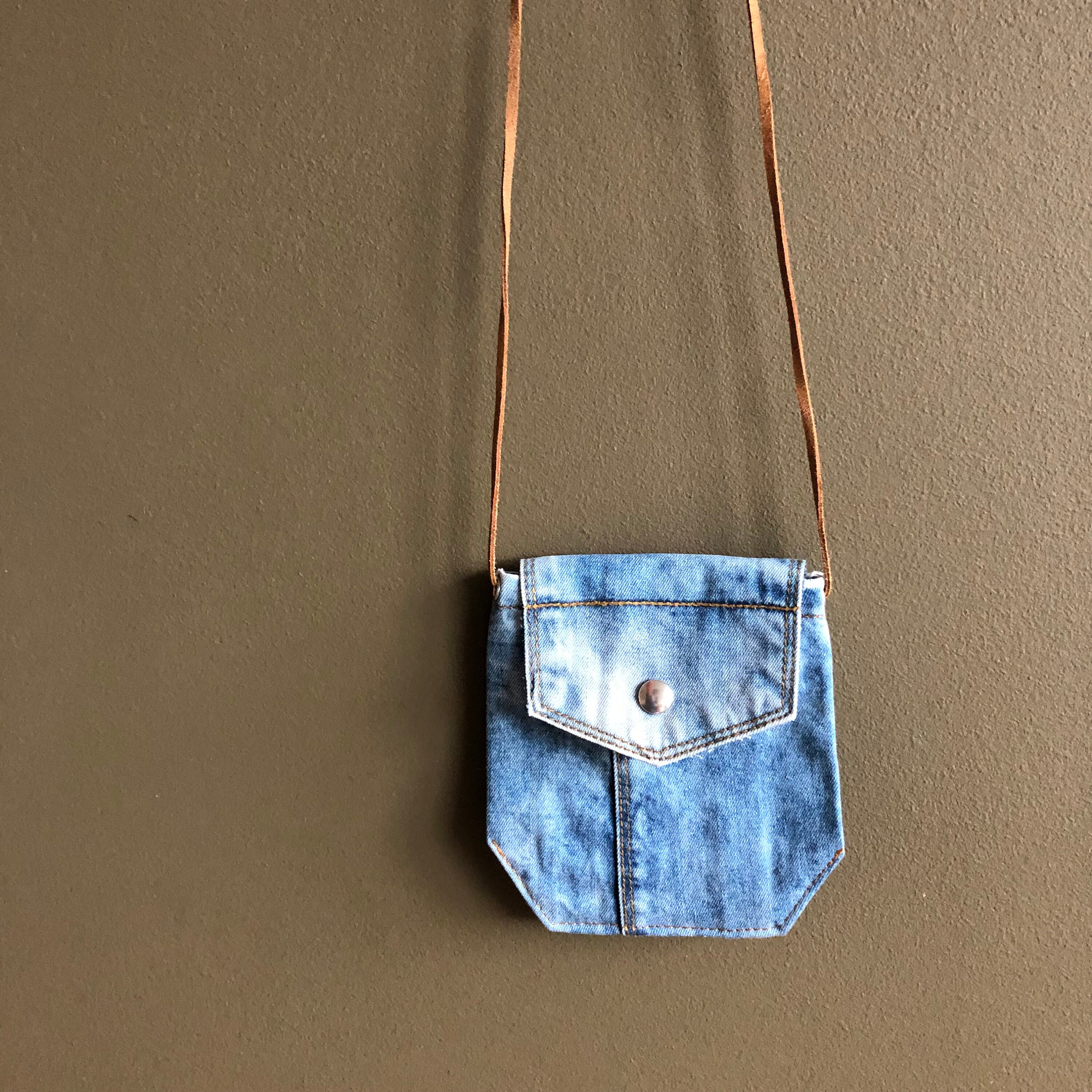 Small Denim Bag - Upcycled Blue Bag - Denim Shoulder Bag