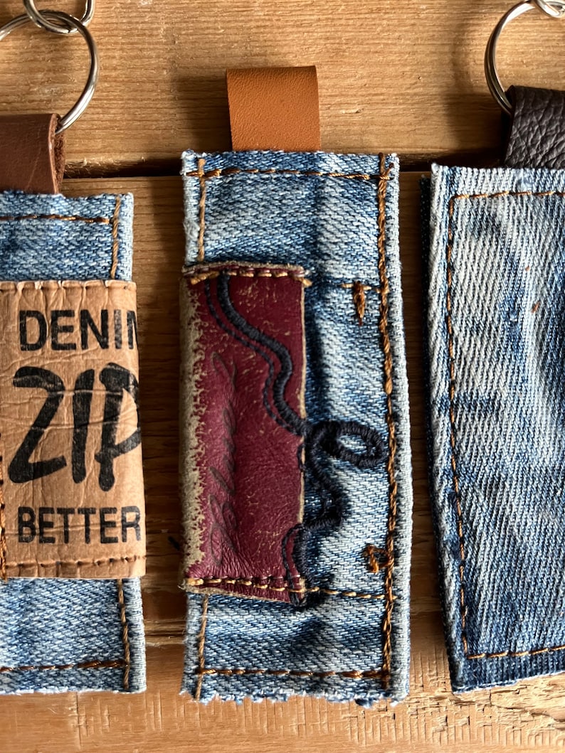 Repurposed Denim Keychain: Eco Friendly Jeans Gift - Etsy