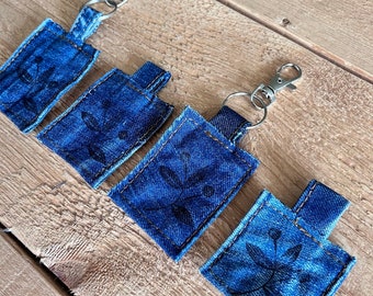 Blauwe stof sleutelhanger - Hergebruikte sleutelhanger - Gerecycleerde sleutelhanger - Nieuw huiscadeau - Duurzaam cadeau - Denim Lover Gift - Hergebruikte jeans