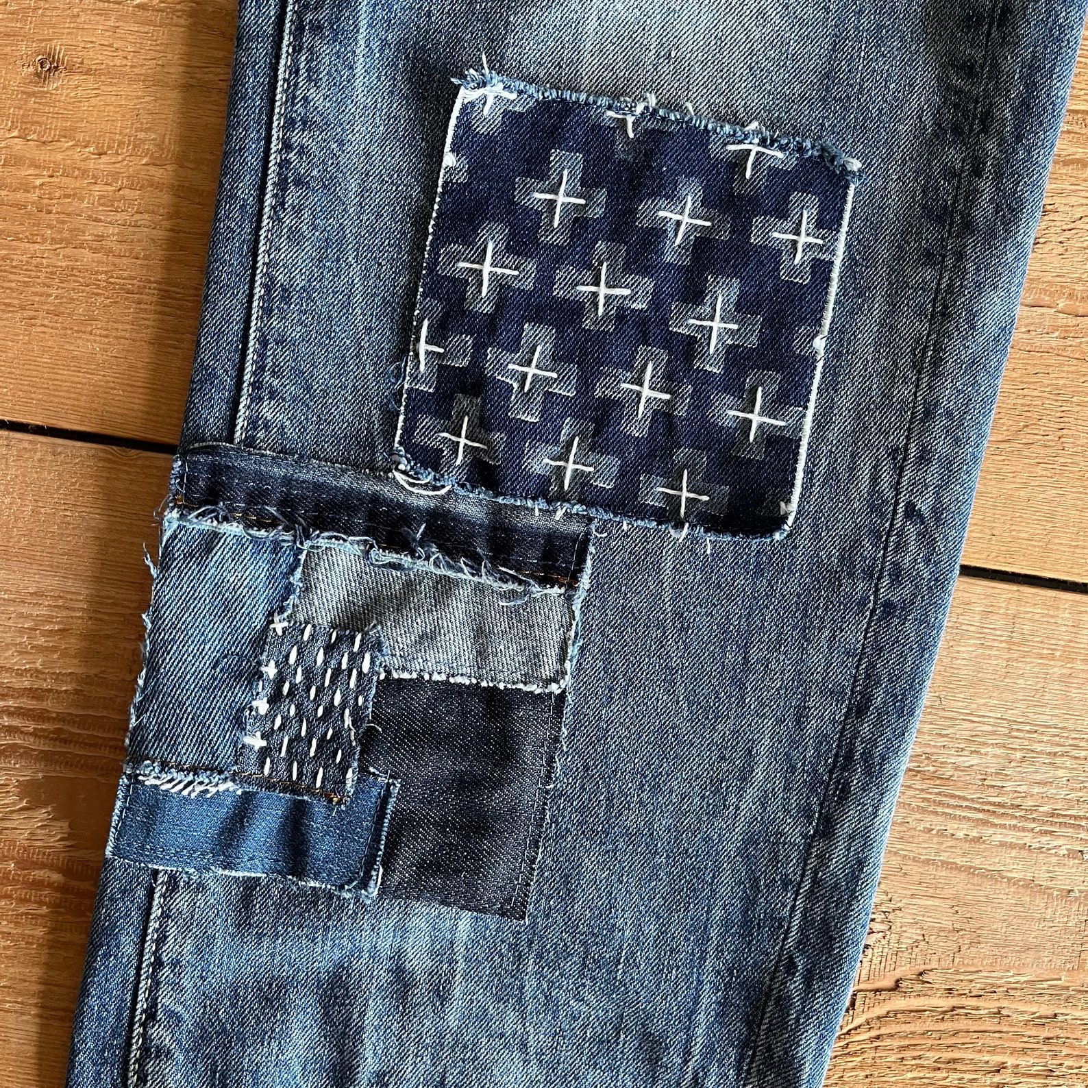 Blue Jeans Patch Recycled Denim Applique Visible Mending - Etsy