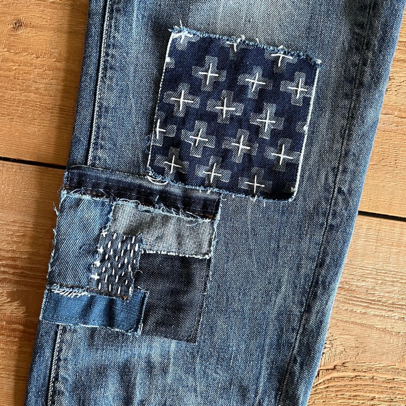 Recycled Denim Patch: Blue Jeans Applique for Visible Mending - Etsy