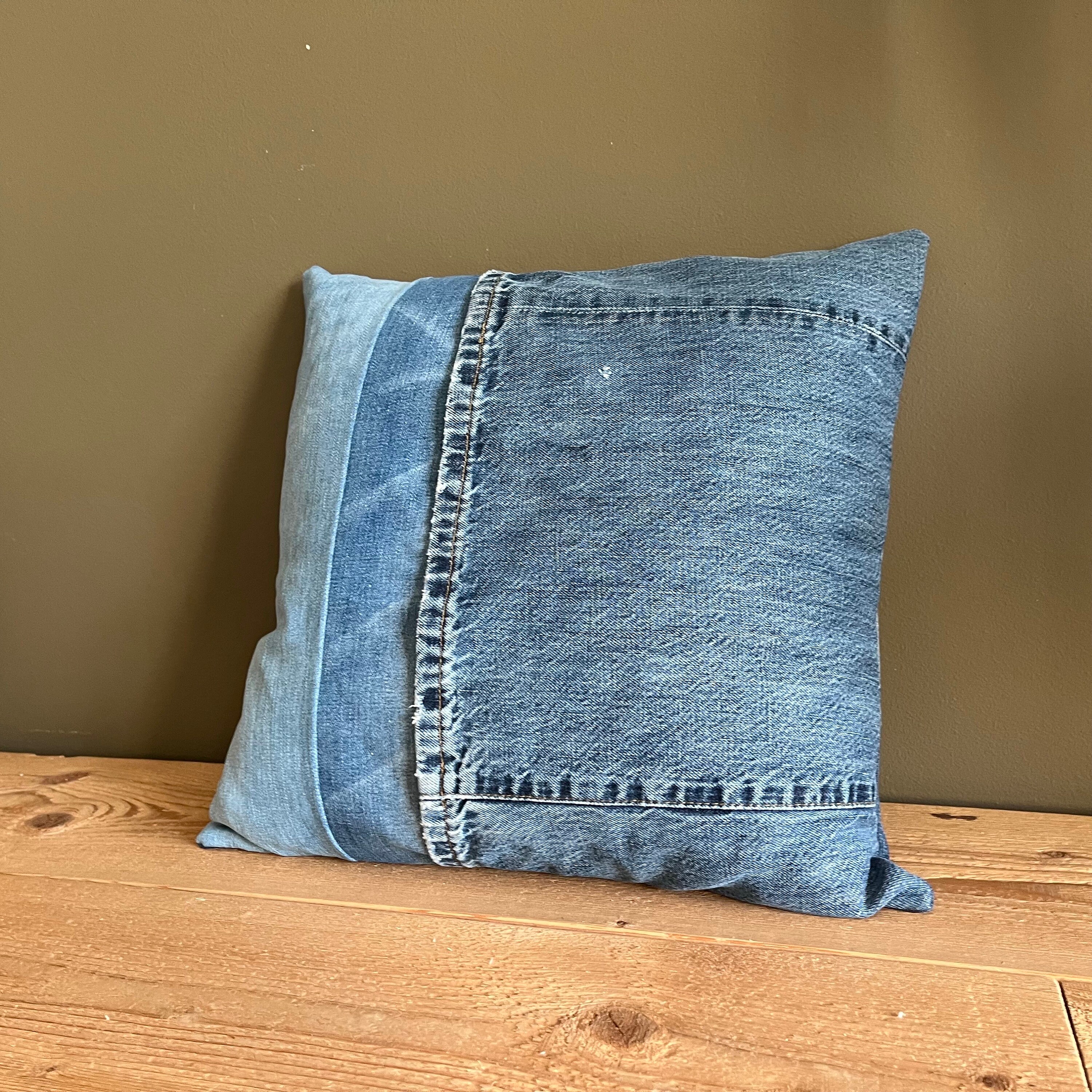 Patchwork Denim Pillow Cover Recycled Jeans Pillow Case 