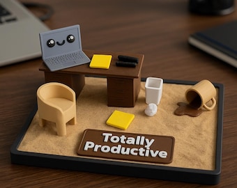 Totally Productive Office Zen Garden: Funny Mini Desk Toy for Work Stress Relief