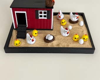 Chicken Zen Garden: Funny Mini Farm Desk Toy for Work or Home