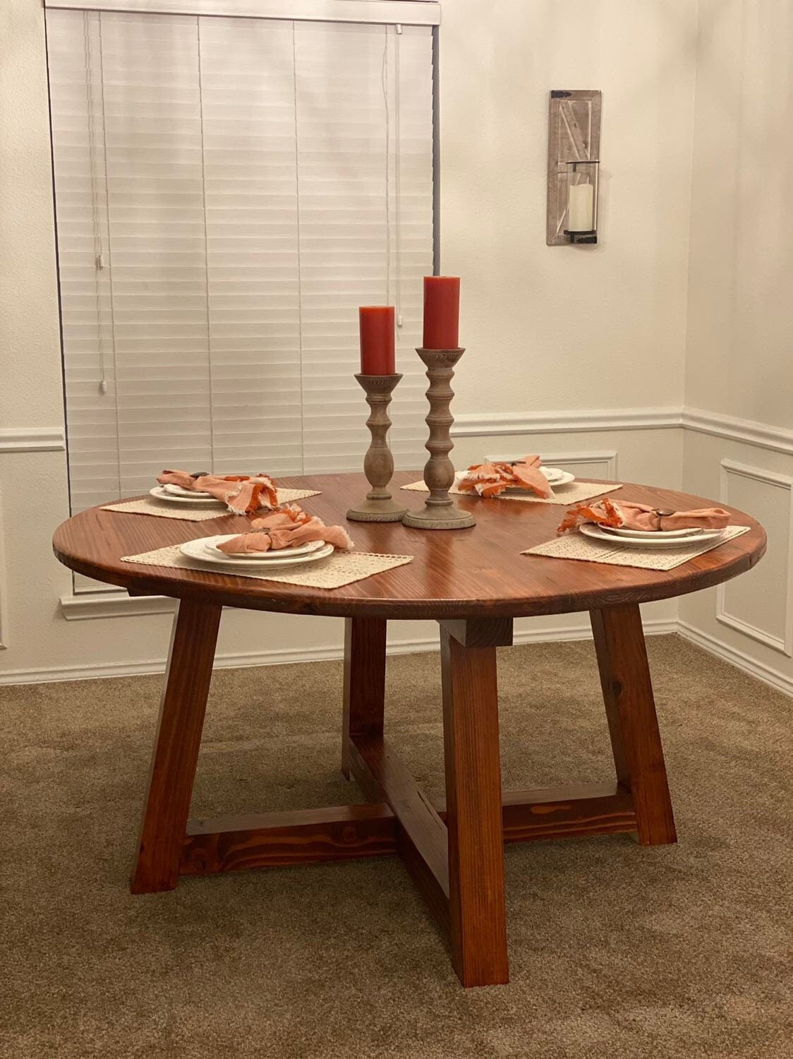 60 Round Farmhouse Dining Table Etsy