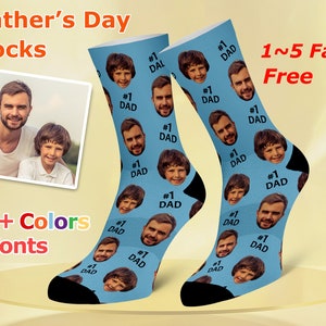 Custom Father&#39;s Day Socks, Personalized Face Socks, Father&#39;s Day Gift, I love Dad, Best Dad Ever, Socks With Text, Daddy Birthday Gifts