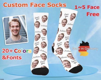 Custom Face Socks With Text, Your Face On Socks, Personalized Person face Socks, Custom Text Socks, Christmas gift, Photo Socks