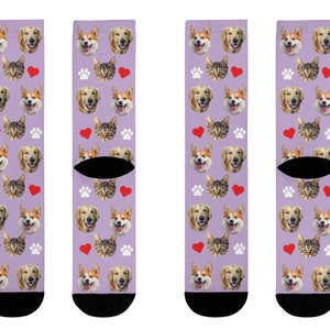 Custom Pet Face Socks, Personalized Dog face Socks, Cat Face Socks, Dog Lovers Gift, Christmas gift, Multiple Face Socks, Dog Photo Socks Bild 3