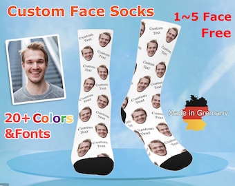 Custom Face Socks With Text, Your Face On Socks, Personalized face Socks, Custom Text Socks, Father's Day gift, Funny Socks, Photo Socks