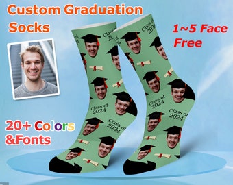 Custom Face Socks, 2024 Graduation Socks, 2024 Grad Socks, Personalized Graduation Socks, Custom Socks, 2024 Graduate, Graduation Gift