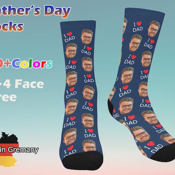 Father's Day Socks, I love Dad Socks, Custom Face Socks, Personalized Socks, Happy Father's Day, Best Gift For Dad, Father's Day Gift