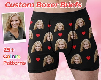 Custom Face Boxer Briefs, Valentines Day Gift, Underwear With Face, Gift For Husband/Boyfriend, Anniversary Gifts, Personalize Boxer Briefs