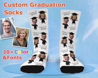 Class of 2026 Graduation Socks, 2026 Grad Socks, Personalized Graduation Socks, Custom Face Socks With text, 2026 Graduate, Graduation Gift