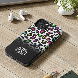 Leopard Print Monogram Case, iPhone 15+ Case, Personalized, Name, Initials, Animal Print, iPhone 13 Pro Max, 14, 12, 11, X, XS, XR, 7, 8