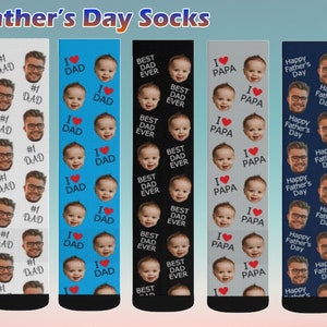Father&#39;s Day Socks, I love Dad Socks, Custom Face Socks, Personalized Socks, Happy Father&#39;s Day, Best Dad Ever Socks, Father&#39;s Day Gift