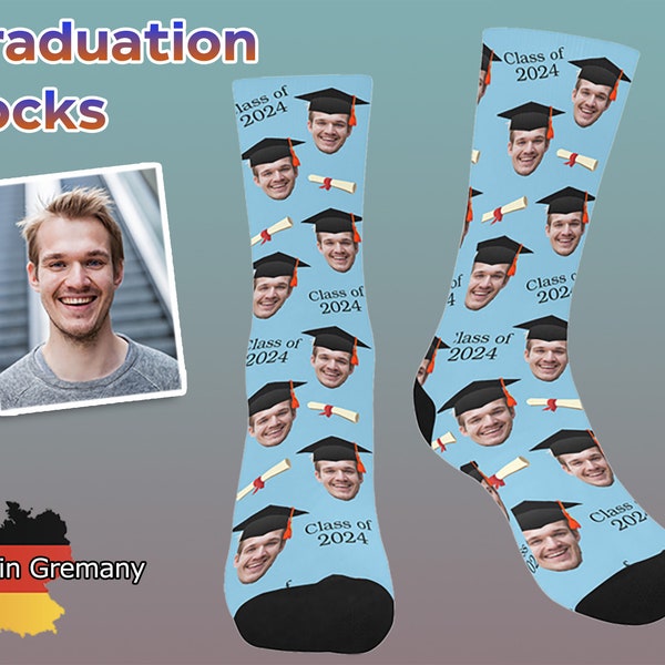 Custom Graduation Socks, 2024 Grad Socks, Personalized Graduation cap Socks, Custom Face Socks, 2024 Graduate, Graduation Gift