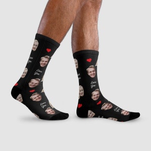 Custom Face Socks With Text, Your Face On Socks, Personalized face Socks, Custom Text Socks, Father's Day gift, Funny Socks, Photo Socks Bild 3
