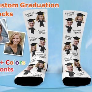 Class of 2025 Graduation Socks, 2025 Grad Socks, Personalized Graduation Socks, Custom Face Socks With text, 2025 Graduate, Graduation Gift
