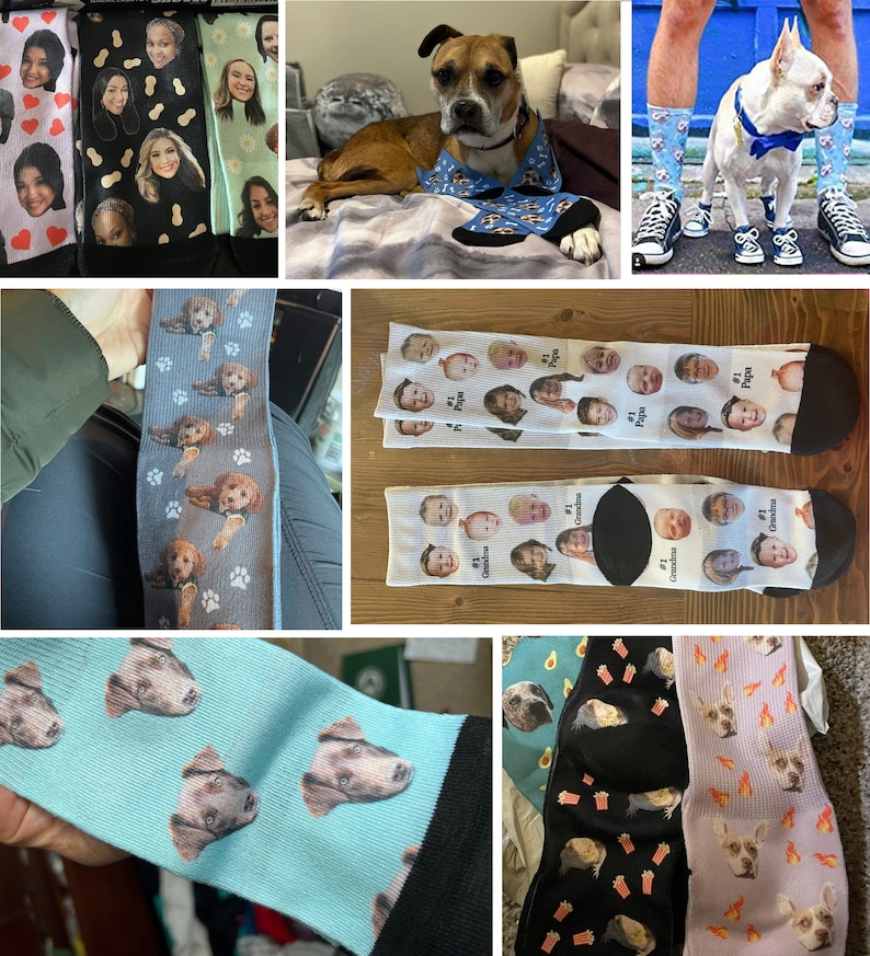 Custom Pet Face Socks, Personalized Dog face Socks, Cat Face Socks, Dog Lovers Gift, Christmas gift, Multiple Face Socks, Dog Photo Socks Bild 9