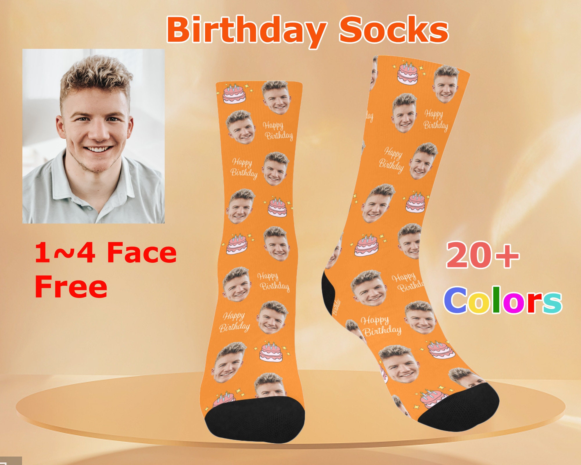 Custom Birthday Socks, Happy Birthday Face Socks, Personalized Socks ...