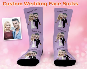 Custom Wedding Socks, Wedding Gift, Gift Ideas for Couples, Custom Face Socks For Groom And Bride, Personalized Face Socks, Socks with text