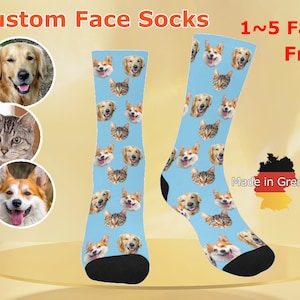 Custom Pet Face Socks, Personalized Dog face Socks, Cat Face Socks, Dog Lovers Gift, Christmas gift, Multiple Face Socks, Dog Photo Socks Bild 1