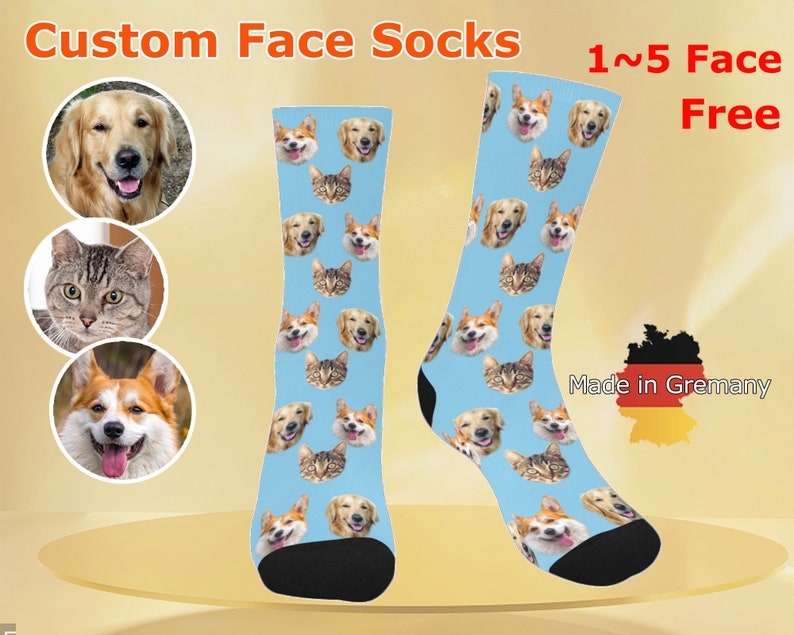 Custom Pet Face Socks, Personalized Dog face Socks, Cat Face Socks, Dog Lovers Gift, Christmas gift, Multiple Face Socks, Dog Photo Socks Bild 1