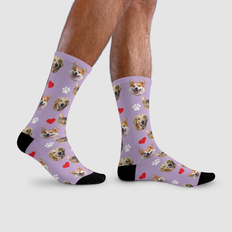 Custom Pet Face Socks, Personalized Dog face Socks, Cat Face Socks, Dog Lovers Gift, Christmas gift, Multiple Face Socks, Dog Photo Socks Bild 2