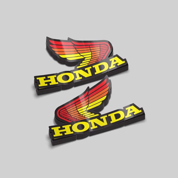 Retro Oldschool Wing Motorcycle Dirtbike Decal (2 Count) 3in. 5in. 7in.