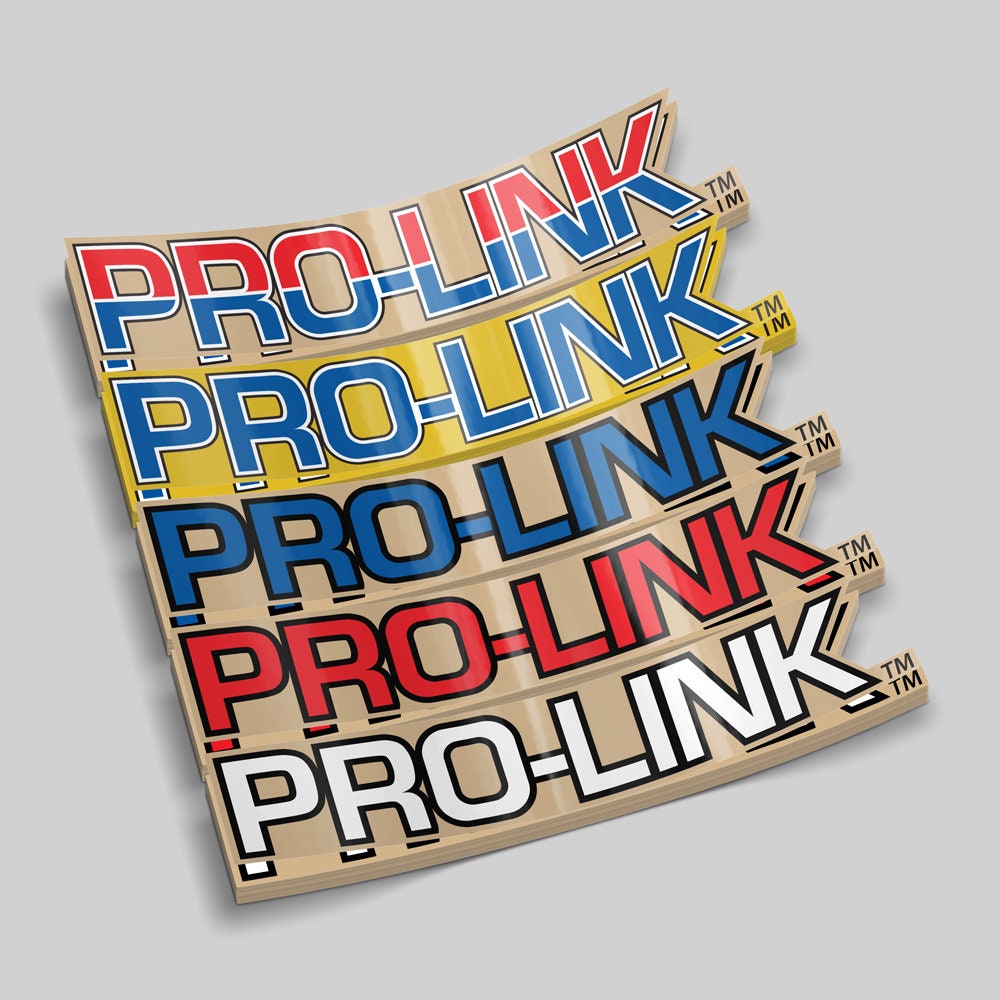 Pro link sticker rear fork red with grey background