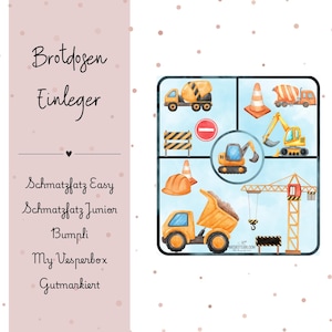 Op de afbeelding: Een set kleurrijke lunchbox-inlegstukken met het thema bouwvoertuigen. De inlegstukken zijn gemaakt van duurzaam materiaal en bevatten een verscheidenheid aan bouwvoertuigen, waaronder een betonmixer, een kraan, een bulldozer en een kiepwagen. De inlegstukken zijn perfect om lunches georganiseerd en leuk te houden.