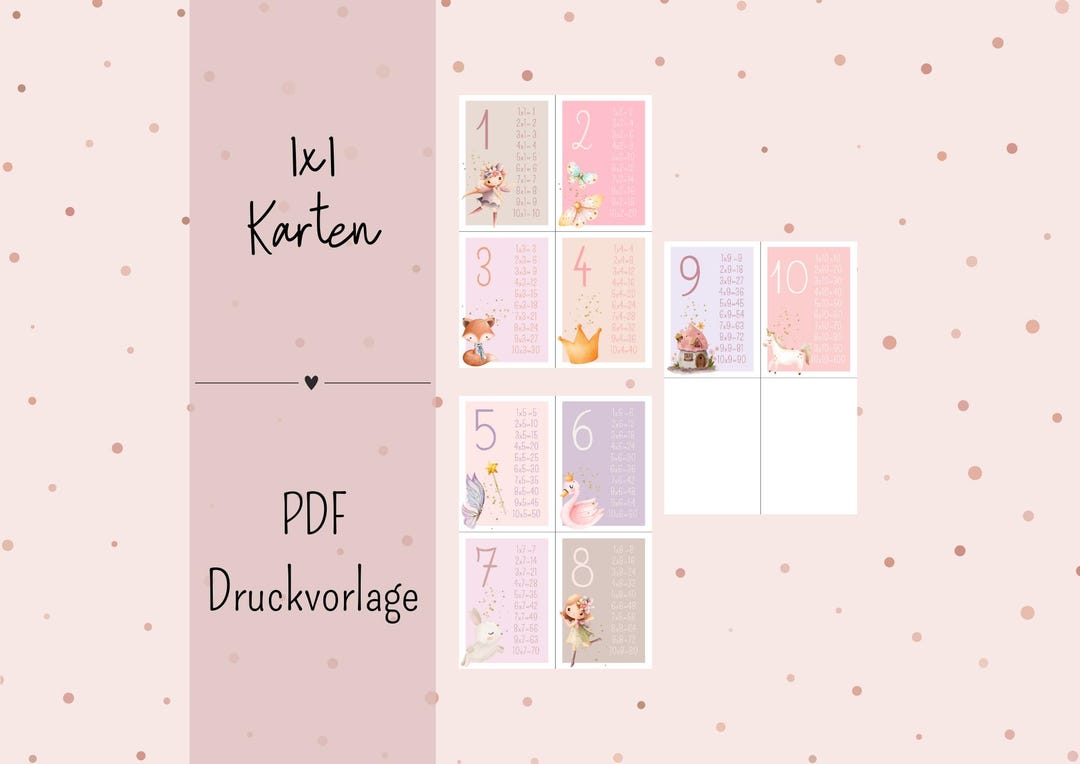1x1 Flashcards, Small Multiplication Table, PDF for Printing - Etsy