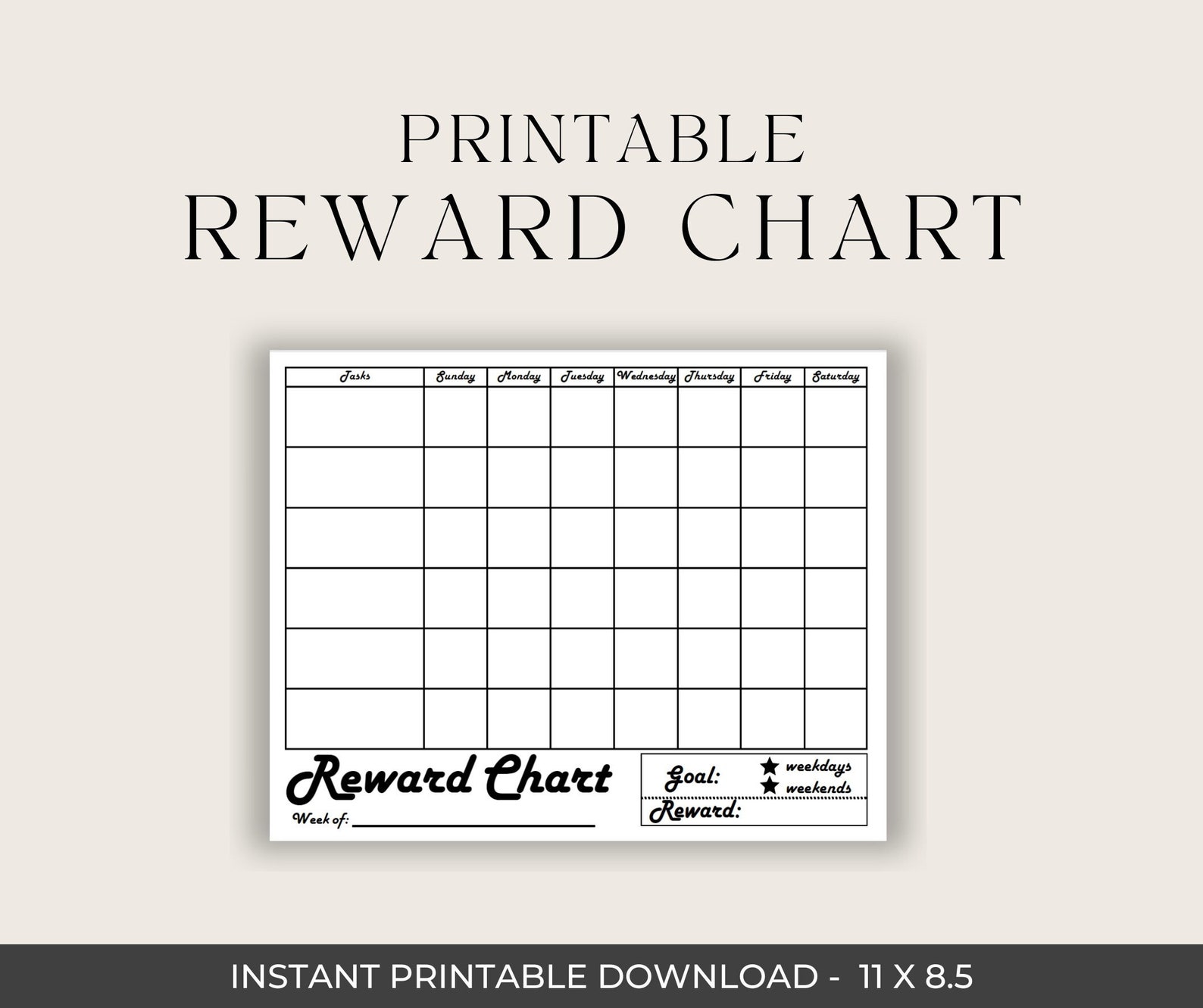 Reward Chart Printable | Chore Chart for Adults | Printable Sticker ...