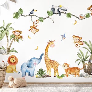 Tatuaggi murali adesivi murali animali della giungla per camerette decorazione adesivi murali DL801