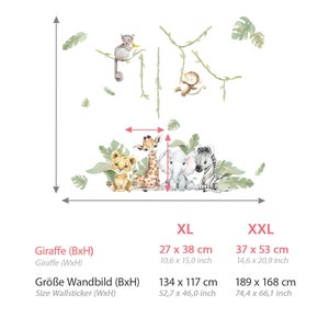 XXL Sticker Set Safari Tiere Wandtattoo für Kinderzimmer Dschungel Wandsticker für Babyzimmer Wandaufkleber Deko selbstklebend DL807 zdjęcie 2