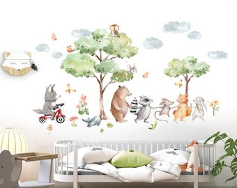 Tatouage mural stickers muraux animaux forêt animaux chambre d'enfants stickers muraux décoration murale DL794