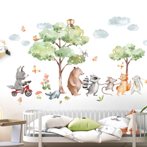 Wall Sticker Children's Room Forest Animals Animals Wall Etsy