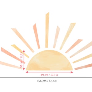 Autocollant mural soleil levant autocollant mural chambre d'enfant chambre aquarelle demi soleil autocollant mural salon décoration autocollante DL985 image 2