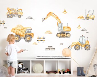 Muursticker graafmachineset muursticker voor kinderkamer bouwplaatsvoertuigen muursticker voor babykamer decoratie zelfklevend DL965