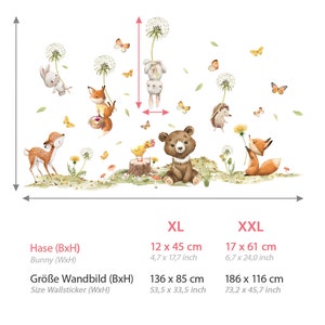 Tatouage mural animaux de la forêt pissenlit autocollant mural pour chambre d'enfant ours lapin renard autocollant mural pour chambre de bébé décoration autocollante DL986 image 2