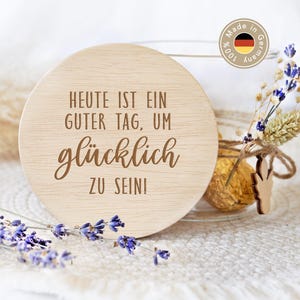 Storage jar with engraved wooden lid, gift idea for girlfriend or colleague, storage jar as a birthday present XHG1049