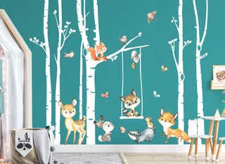 Tesoro Foresta Animali Adesivi Da Parete Per Cameretta Bambini, Set Da 15 Pezzi Multicolore, Fogli 21x34cm, Facili Da Applicare E Rimuovere, Rimovibili Senza Residui