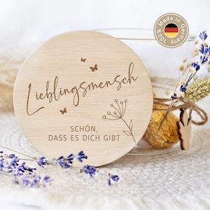 Storage jar with engraved wooden lid, gift for your favorite person, small thank you for a friend, colleague or educator XHG1067