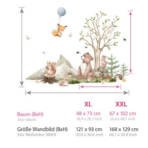 XXL Sticker Set Waldtiere Wandtattoo für Kinderzimmer Bär Igel Fuchs Wandsticker für Babyzimmer Wandaufkleber Deko selbstklebend DL797 zdjęcie 2