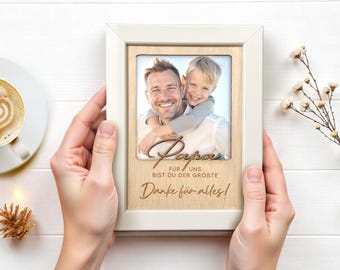 Porta-retratos personalizado para o papai - Obrigado por tudo - Quadro de madeira - Presente de aniversário - Presente de Natal - Presente de madeira XHG1001