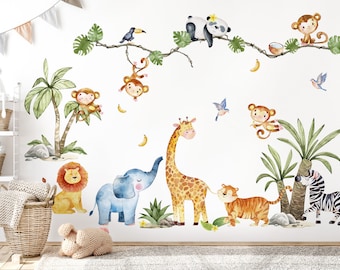 Wandtattoo Dschungel Tiere Wandsticker für Kinderzimmer Wandaufkleber Deko DL801