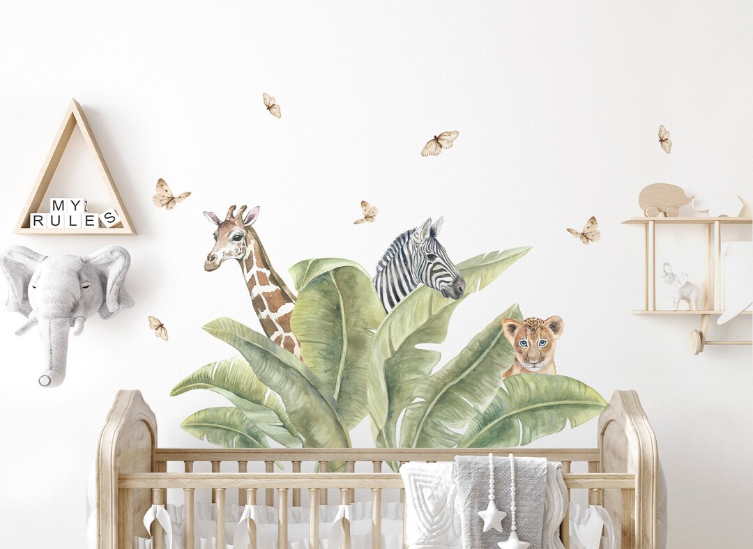 XXL Sticker Set Safari Animals Wall Decal for Children's Room Giraffe ...